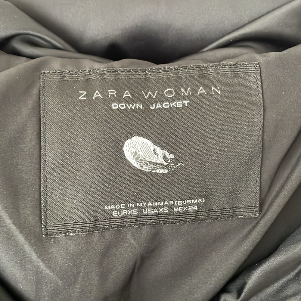 Zara Black Puffer Coat Size XS - Picture 4 of 16